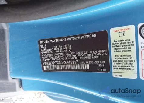 2015 Mini Hardtop Cooper S z USA, uszkodzony, nr VIN WMWXP7C55F2A41117